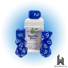 SET OF 7 DICE: MARBLE BLUE